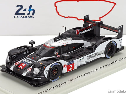 Porsche 919 Hybrid 2.0L Turbo Team Porsche N°2 Víťaz 24h Le Mans 2016 Romain Dumas - Neel Jani - Marc Lieb 1:43 Spark Model čierna biela