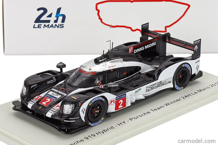 Porsche 919 Hybrid 2.0L Turbo Team Porsche N°2 Víťaz 24h Le Mans 2016 Romain Dumas - Neel Jani - Marc Lieb 1:43 Spark Model čierna biela