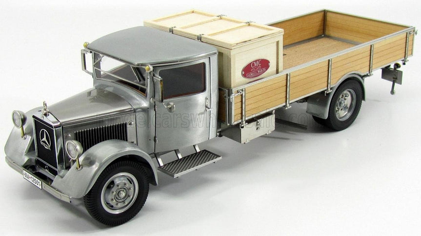 MERCEDES BENZ | LO2750 PLATFORM TRUCK WITH WOODEN BOX CAR TRANSPORTER 1936 | GREY WOOD