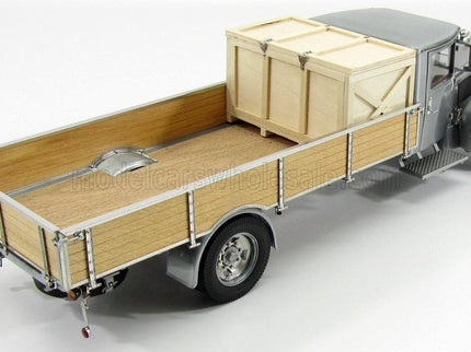 MERCEDES BENZ | LO2750 PLATFORM TRUCK WITH WOODEN BOX CAR TRANSPORTER 1936 | GREY WOOD
