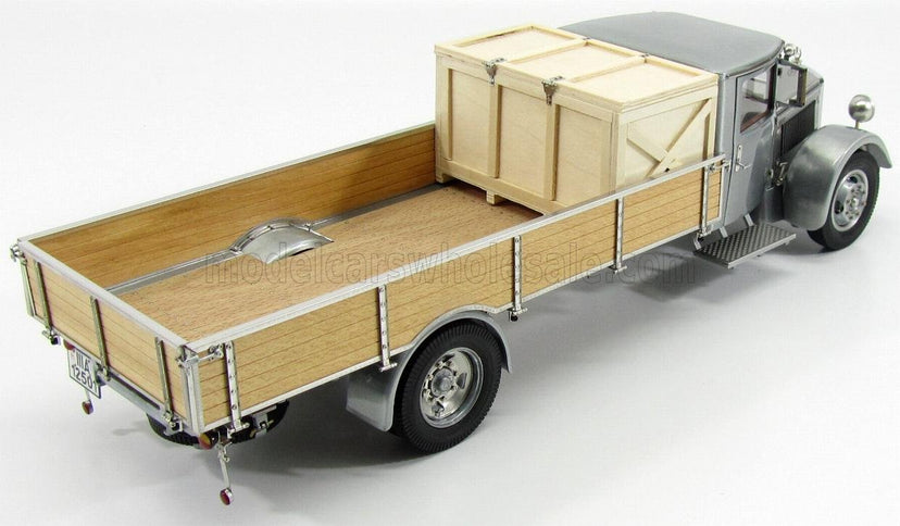 MERCEDES BENZ | LO2750 PLATFORM TRUCK WITH WOODEN BOX CAR TRANSPORTER 1936 | GREY WOOD