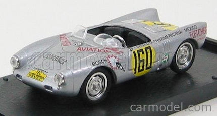 Porsche 550 RS Carrera Mexico 1953 Hans Herrmann 1:43 Brumm strieborná