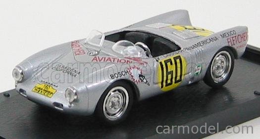 Porsche 550 RS Carrera Mexico 1953 Hans Herrmann 1:43 Brumm strieborná