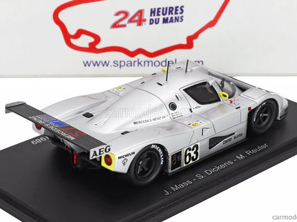 Mercedes Benz Sauber C9 5.0L Turbo V8 Team Sauber Mercedes N°63 Víťaz 24h Le Mans 1989 Jochen Mass - Manuel Reuter - Stanley Dickens 1:43 Spark Model strieborná