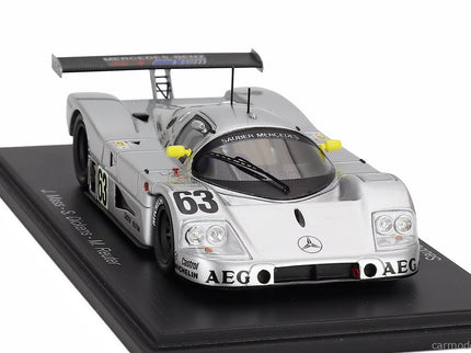 Mercedes Benz Sauber C9 5.0L Turbo V8 Team Sauber Mercedes N°63 Víťaz 24h Le Mans 1989 Jochen Mass - Manuel Reuter - Stanley Dickens 1:43 Spark Model strieborná