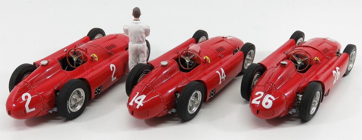 FERRARI | SET 3X F1  D50 SHORT NOSE N 14 FRENCH GP 1956 COLLINS - F1  D50 LONG NOSE N 2 GERMAN GP 1956 COLLINS - F1  D50 N 26 MONZA ITALY GP 1956 COLLINS | RED