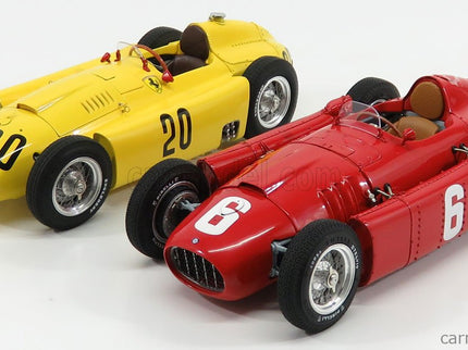 Ferrari F1 Set 2X Lancia D50 N°20 6. Miesto Belgium GP 1956 A.Pilette + D50 N°6 Víťaz GP Torino 1955 A.Ascari 1:18 CMC červená žltá