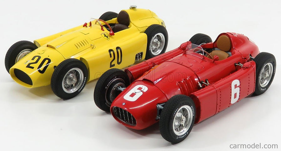 Ferrari F1 Set 2X Lancia D50 N°20 6. Miesto Belgium GP 1956 A.Pilette + D50 N°6 Víťaz GP Torino 1955 A.Ascari 1:18 CMC červená žltá