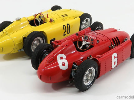 Ferrari F1 Set 2X Lancia D50 N°20 6. Miesto Belgium GP 1956 A.Pilette + D50 N°6 Víťaz GP Torino 1955 A.Ascari 1:18 CMC červená žltá
