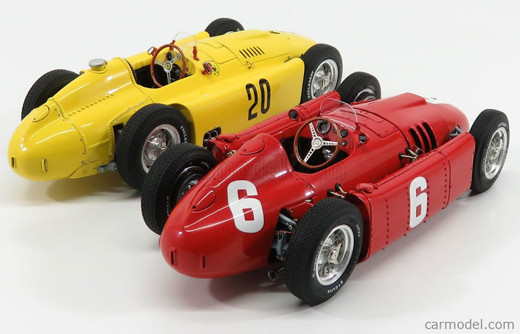 Ferrari F1 Set 2X Lancia D50 N°20 6. Miesto Belgium GP 1956 A.Pilette + D50 N°6 Víťaz GP Torino 1955 A.Ascari 1:18 CMC červená žltá