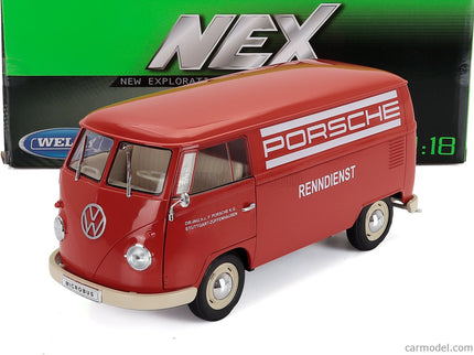Volkswagen T1 Van Porsche Renndienst 1962 1:18 Welly červená