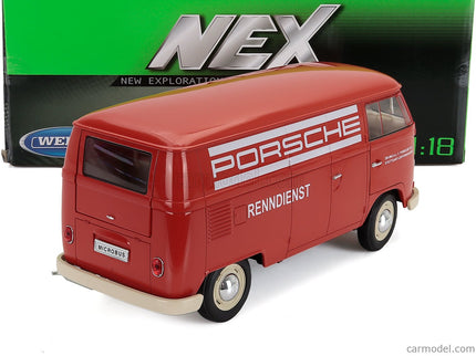 Volkswagen T1 Van Porsche Renndienst 1962 1:18 Welly červená