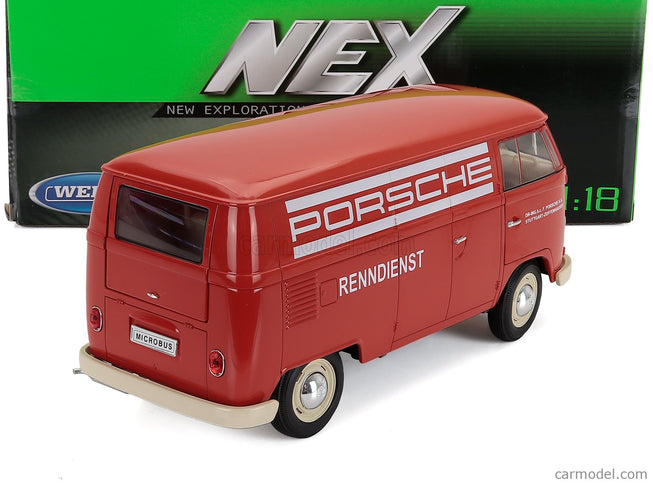 Volkswagen T1 Van Porsche Renndienst 1962 1:18 Welly červená