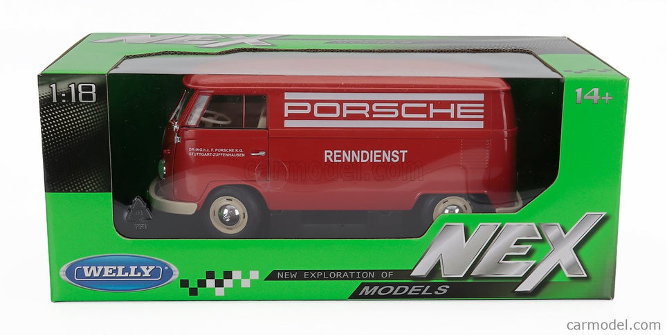 Volkswagen T1 Van Porsche Renndienst 1962 1:18 Welly červená