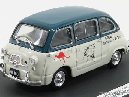 Fiat 600D Multipla 1961 - Overland Australia - England 1969 Bruce Thomas - Stuart Harper 1:43 Brumm biela zelená