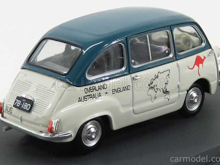 Fiat 600D Multipla 1961 - Overland Australia - England 1969 Bruce Thomas - Stuart Harper 1:43 Brumm biela zelená