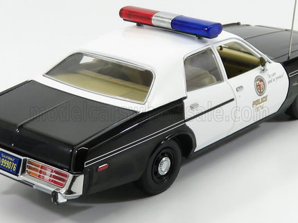 DODGE | MONACO POLICE 1977 WITH T-800 ENDOSKELETON FIGURE - THE TERMINATOR 1 1984 | BLACK WHITE