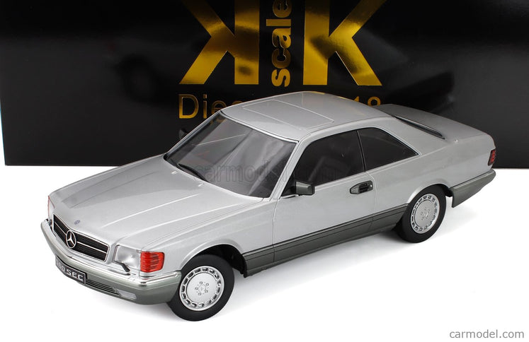 Mercedes Benz S-Class 560SEC Coupe (C126) 1980 1:18 KK Scale strieborná