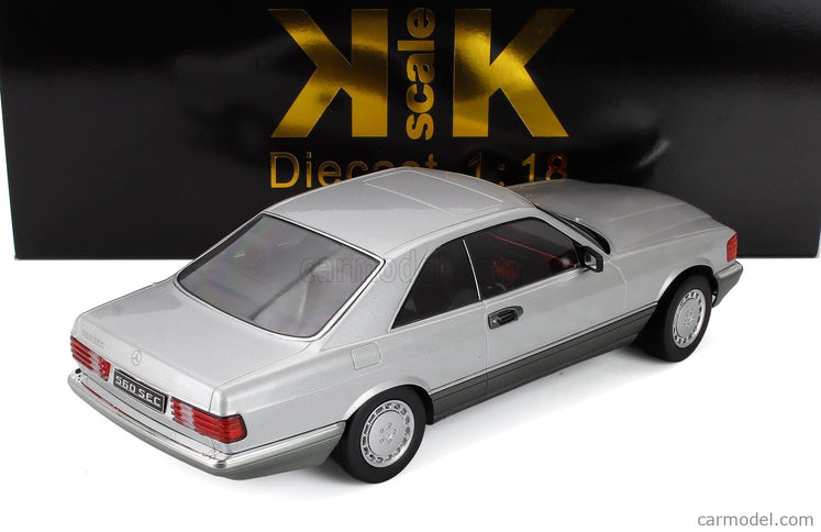Mercedes Benz S-Class 560SEC Coupe (C126) 1980 1:18 KK Scale strieborná