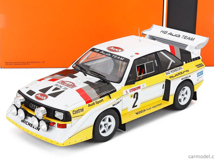 Audi Quattro Sport S1 (night Version) N°2 4. Miesto Rally Montecarlo 1986 Walter Rohrl - Christian Geistdorfer 1:18 IXO Models žltá biela červená
