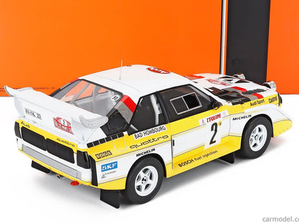 Audi Quattro Sport S1 (night Version) N°2 4. Miesto Rally Montecarlo 1986 Walter Rohrl - Christian Geistdorfer 1:18 IXO Models žltá biela červená