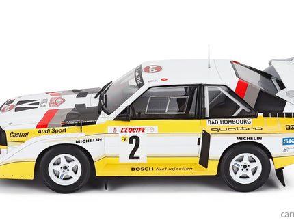 Audi Quattro Sport S1 (night Version) N°2 4. Miesto Rally Montecarlo 1986 Walter Rohrl - Christian Geistdorfer 1:18 IXO Models žltá biela červená