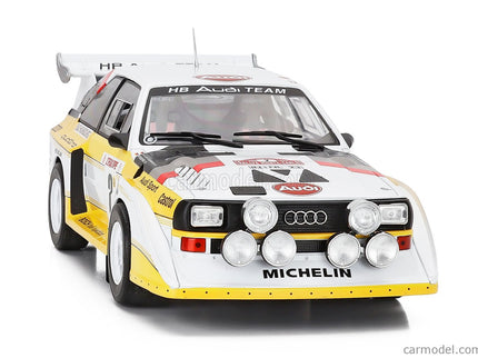 Audi Quattro Sport S1 (night Version) N°2 4. Miesto Rally Montecarlo 1986 Walter Rohrl - Christian Geistdorfer 1:18 IXO Models žltá biela červená