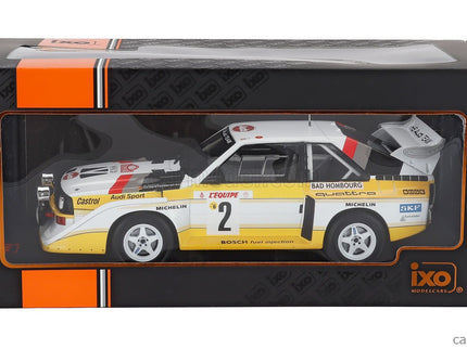 Audi Quattro Sport S1 (night Version) N°2 4. Miesto Rally Montecarlo 1986 Walter Rohrl - Christian Geistdorfer 1:18 IXO Models žltá biela červená