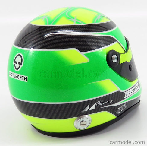 Schuberth Helmet F3 Helma Dallara Team Theodore Racing - Prema Powerteam N°4 European Champion 2018 Mick Schumacher 1:2 Mini Helmet zelená žltá