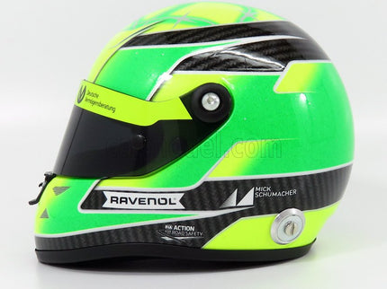 Schuberth Helmet F3 Helma Dallara Team Theodore Racing - Prema Powerteam N°4 European Champion 2018 Mick Schumacher 1:2 Mini Helmet zelená žltá