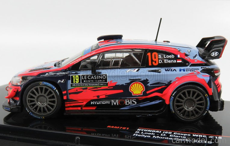 Hyundai i20 WRC Coupe N°19 Rally Montecarlo 2019 S.Loeb - D.Elena 1:43 IXO Models 2 Tone modrá červená