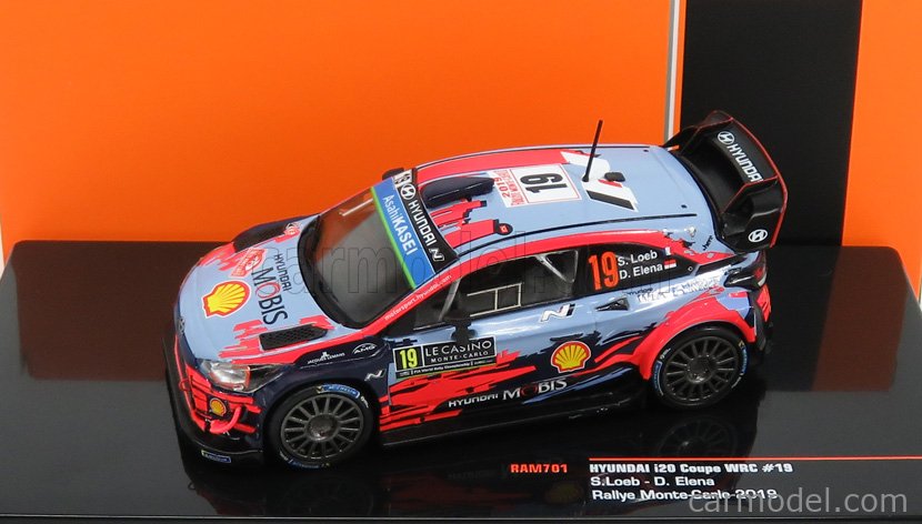 Hyundai i20 WRC Coupe N°19 Rally Montecarlo 2019 S.Loeb - D.Elena 1:43 IXO Models 2 Tone modrá červená