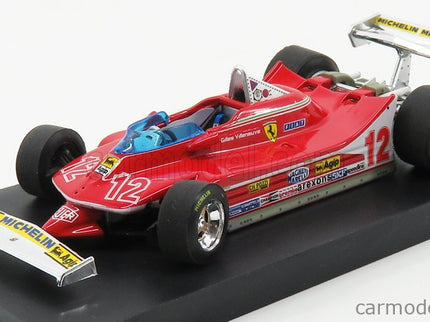 Ferrari F1 312T4 N°12 2. Miesto GP French Dijon 1979 Gilles Villeneuve 1:43 Brumm červená