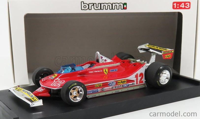 Ferrari F1 312T4 N°12 2. Miesto GP French Dijon 1979 Gilles Villeneuve 1:43 Brumm červená