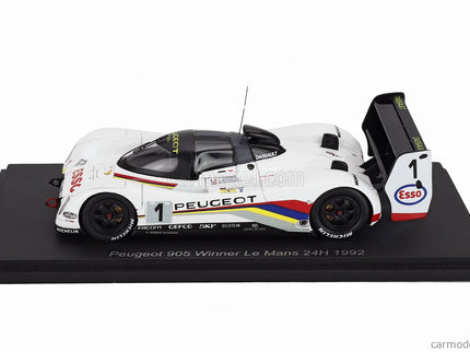 Peugeot 905 EVO1bis SA35 3.5L V10 Team Peugeot Talbot Sport N°1 Víťaz 24h Le Mans 1992 Derek Warwick - Yannik Dalmas - Mark Blundell 1:43 Spark Model biela