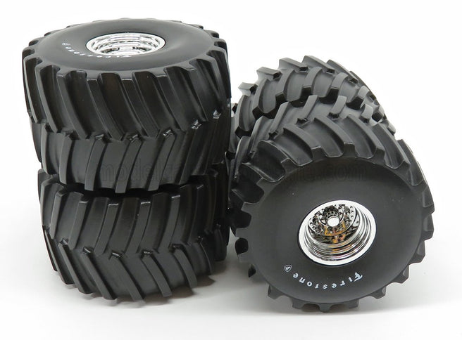 ACCESSORIES | SET 4X WHEELS FIRESTONE MONSTER TRUCK - SET 4 RUOTE | SILVER BLACK