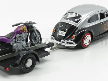 VOLKSWAGEN | BEETLE MAGGIOLINO + TRAILER WITH MOTORCYCLE 1959 | BLACK SILVER