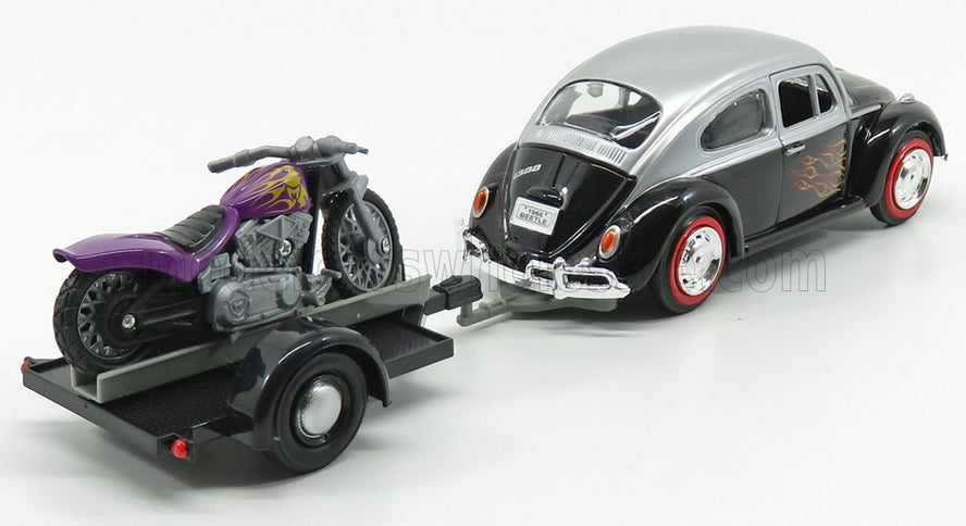 VOLKSWAGEN | BEETLE MAGGIOLINO + TRAILER WITH MOTORCYCLE 1959 | BLACK SILVER