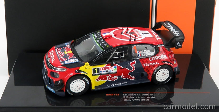 Citroen C3 WRC Team Red Bull N°1 Rally Chile 2019 S.Ogier - J.Ingrassia 1:43 IXO Models červená modrá žltá