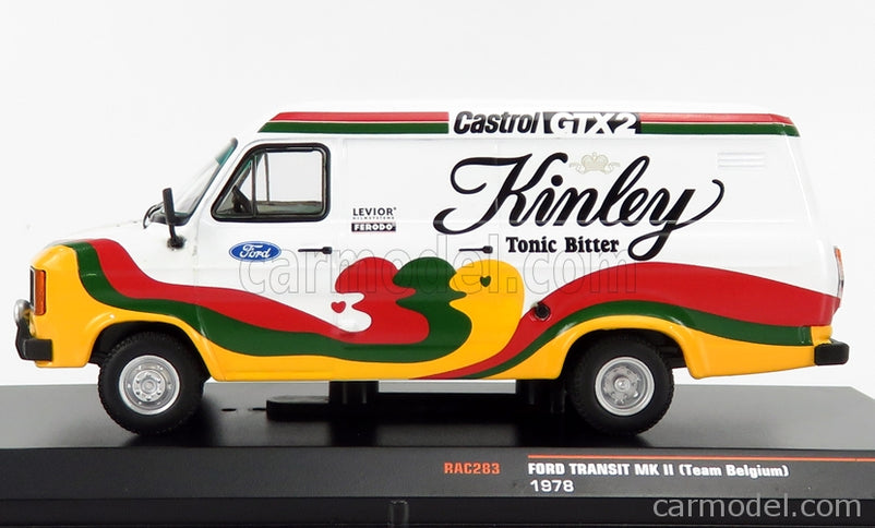 Ford Transit Mkii Van Kinley Team Belgium 1978 1:43 IXO Models biela červená zelená žltá