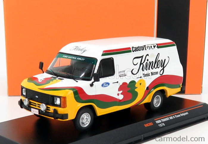 Ford Transit Mkii Van Kinley Team Belgium 1978 1:43 IXO Models biela červená zelená žltá