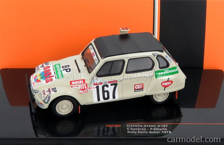 Citroen Dyane Cabriolet Closed Roof N°167 Rally Paris Dakar 1979 C.Sandron - P.Alberto 1:43 IXO Models Sand čierna