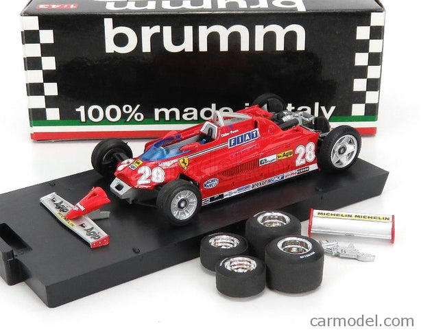 Ferrari F1 126CK Turbo N°28 Monaco GP 1981 D.Pironi - With Transport Kolesá 1:43 Brumm červená