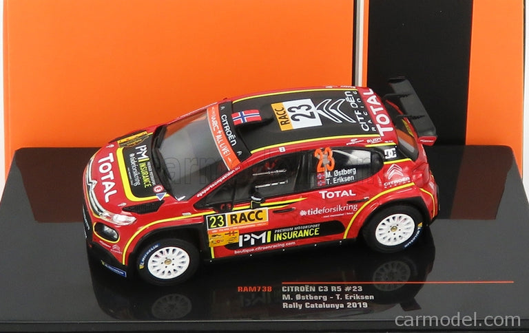 Citroen C3 R5 N°23 Rally Catalunya 2019 M.Osterberg - T.Eriksen 1:43 IXO Models červená žltá čierna
