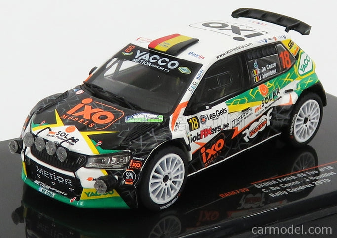 Skoda Fabia R5 EVO Team Metior Sport N°18 Rally Condroz 2019 C.De Cecco - J.Humblet 1:43 IXO Models biela čierna zelená