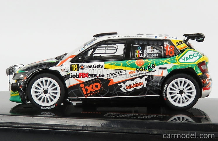Skoda Fabia R5 EVO Team Metior Sport N°18 Rally Condroz 2019 C.De Cecco - J.Humblet 1:43 IXO Models biela čierna zelená