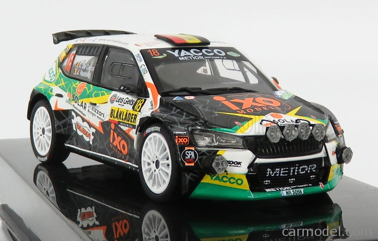 Skoda Fabia R5 EVO Team Metior Sport N°18 Rally Condroz 2019 C.De Cecco - J.Humblet 1:43 IXO Models biela čierna zelená