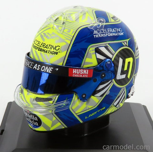 Bell Helmet F1 Helma MCL35 Team Mclaren Sezóna 2020 Lando Norris 1:5 Spark Model žltá modrá