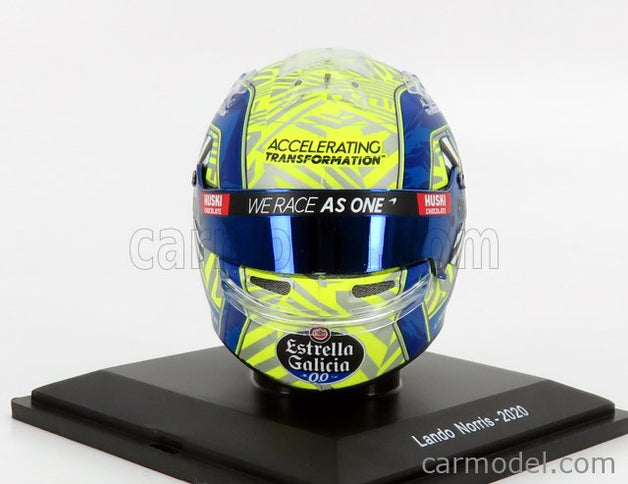 Bell Helmet F1 Helma MCL35 Team Mclaren Sezóna 2020 Lando Norris 1:5 Spark Model žltá modrá
