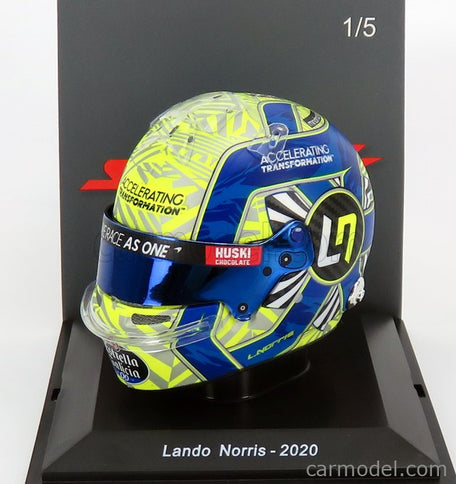 Bell Helmet F1 Helma MCL35 Team Mclaren Sezóna 2020 Lando Norris 1:5 Spark Model žltá modrá